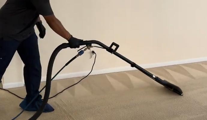 Professional carpet cleaning using equipment