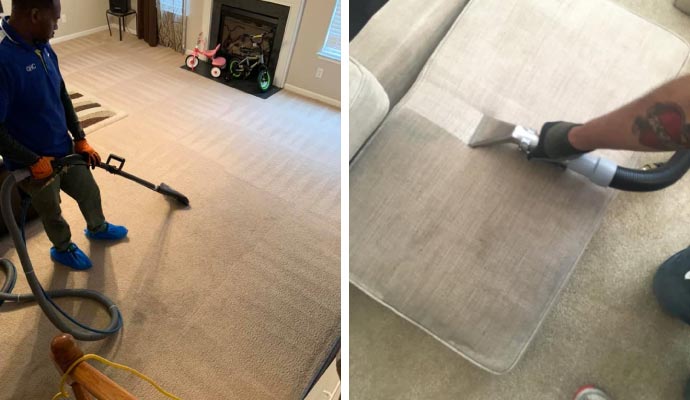 Collage of carpet and upholstery cleaning