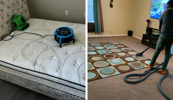 collage of mattress and rug cleaning