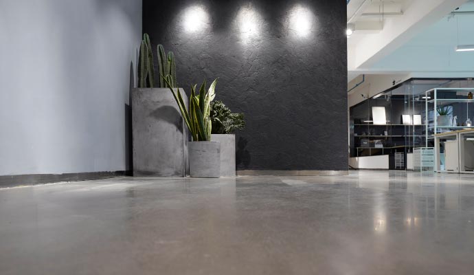 Shiny concrete floor
