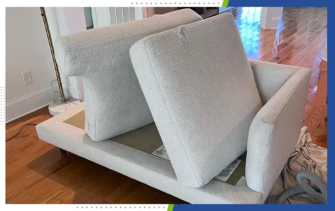 professional worker cleaning upholstery