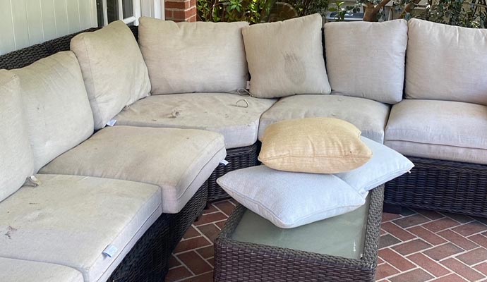 Visible dirt and stain on upholstery